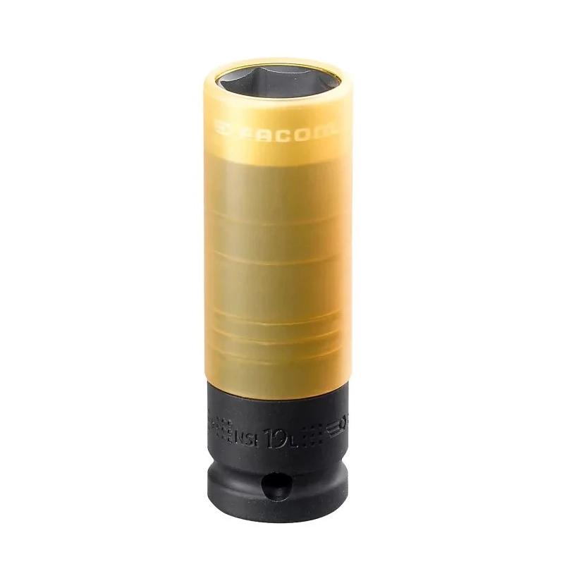 Facom 19 mm 1/2 in Drive 6 Point Impact Socket, Chrome Molybdenum Steel, Teflon Finish, 210mm Length NSI.19L