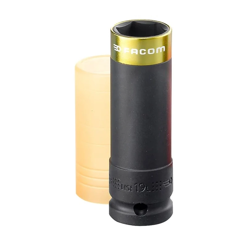 Facom 19 mm 1/2 in Drive 6 Point Impact Socket, Chrome Molybdenum Steel, Teflon Finish, 210mm Length NSI.19L
