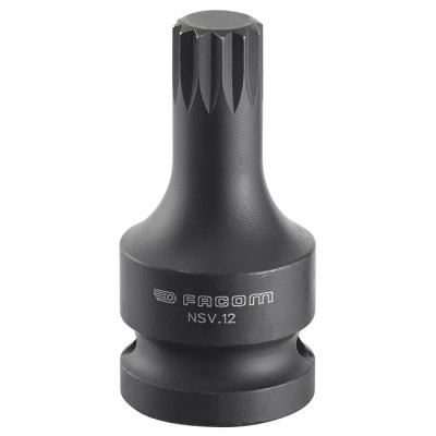Facom 14 mm 1/2 in Drive Chrome Molybdenum Steel Spline Impact Socket, Phosphate Finish, 50mm Length NSV.14