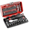 Facom 38-Piece 1/4 in Hexagon Socket Set Chrome Vanadium Steel Bright Chrome Finish R.181NANO