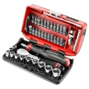Facom 38-Piece 1/4 in Hexagon Socket Set Chrome Vanadium Steel Bright Chrome Finish R.181NANO