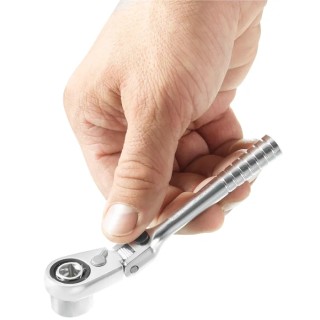 Facom 1/4 in Ratchet with Tube Handle, 115mm Overall Length, Chrome Vanadium Steel Satin Chrome Finish R.180HX