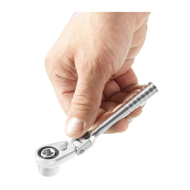 Facom 1/4 in Ratchet with Tube Handle, 115mm Overall Length, Chrome Vanadium Steel Satin Chrome Finish R.180HX
