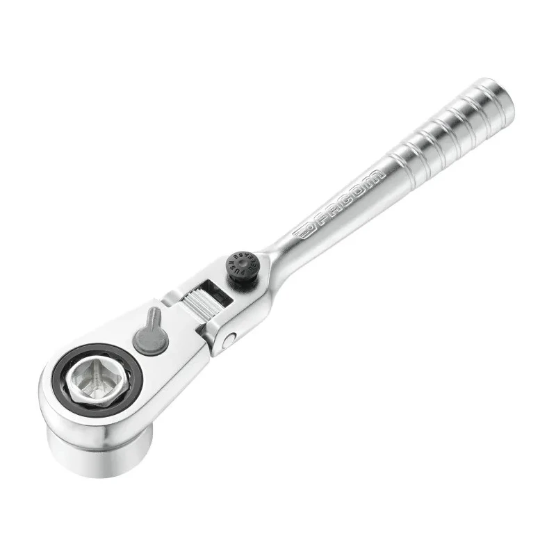 Facom 1/4 in Ratchet with Tube Handle, 115mm Overall Length, Chrome Vanadium Steel Satin Chrome Finish R.180HX