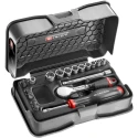 Facom 21-Piece 1/4 in Hexagon Socket Set, Drive Size 1/4 in, Chrome Vanadium Steel, Bright Chrome Finish R.181-4P6