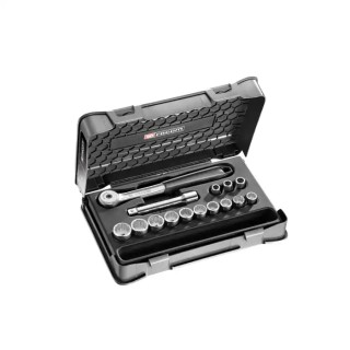 Facom 15-Piece 1/2 in 12 Point Socket Set with Ratchet and Extension S.151-1P12