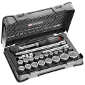Facom 23-Piece 1/2 in 6 Point Socket Set with Ratchet, Extensions, Universal Joint, Chrome Vanadium Steel S.360-3P6