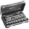 Facom 23-Piece 1/2 in 6 Point Socket Set with Ratchet, Extensions, Universal Joint, Chrome Vanadium Steel S.360-3P6