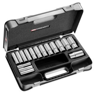 Facom 16-Piece 1/2 in Drive 12 Point Long Socket Set S.404AE
