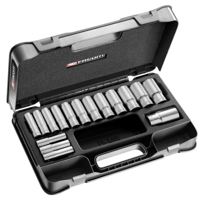 Facom 16-Piece 1/2 in Drive 12 Point Long Socket Set S.404AE