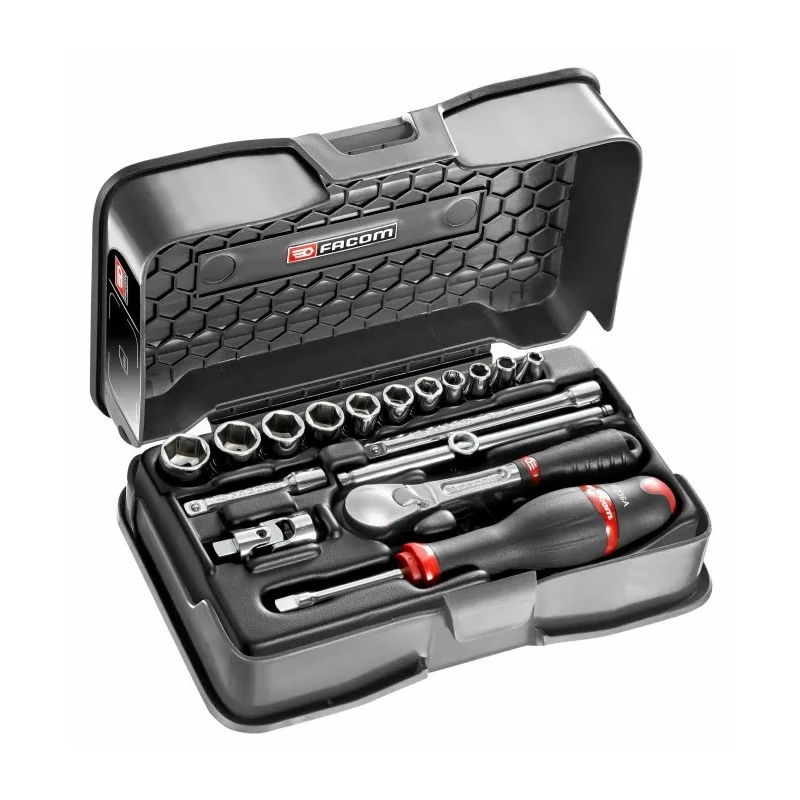 Facom 17-Piece 1/4 inch 6 Point Socket Set Chrome Vanadium Steel RL.161-2P6U