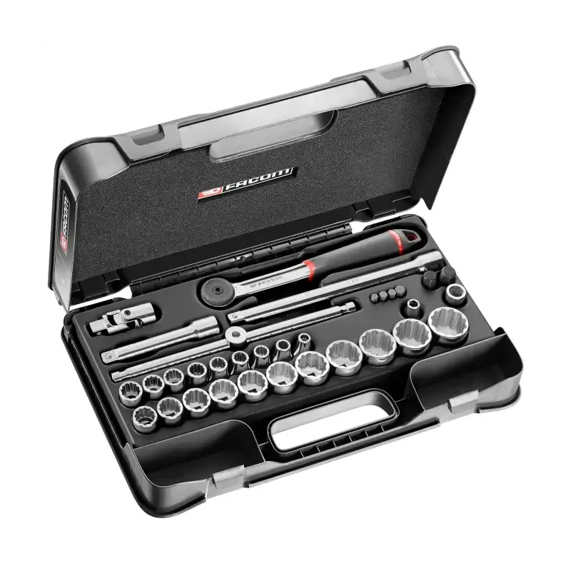 Facom 35-Piece 1/2 in 12 Point Socket Set Chrome Vanadium Steel Bright Chrome Finish S.446ADP