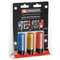 Facom 3-Piece 1/2 in Drive 6 Point Socket Set Chrome Molybdenum Steel Black Finish NSI.3LPB