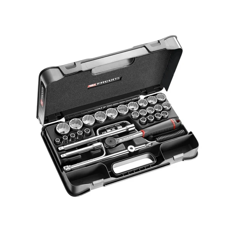 Facom 30-Piece 1/2 Inch 12 Point Socket Set Chrome Vanadium Steel SL.161-5P12
