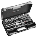 Facom 30-Piece 1/2 in Metric Socket Set Chrome Vanadium Steel Bright Chrome Finish SL.161-5P6