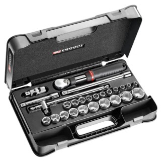 Facom 26-Piece 1/2 in Hexagon Socket Set Drive Size 1/2 in Chrome Vanadium Steel SXL.161-4P6