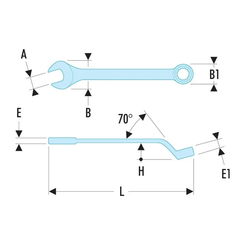 Facom Combination Spanner 6 mm, 113mm Overall Chrome Finish 12-Point Offset 15° 41.6