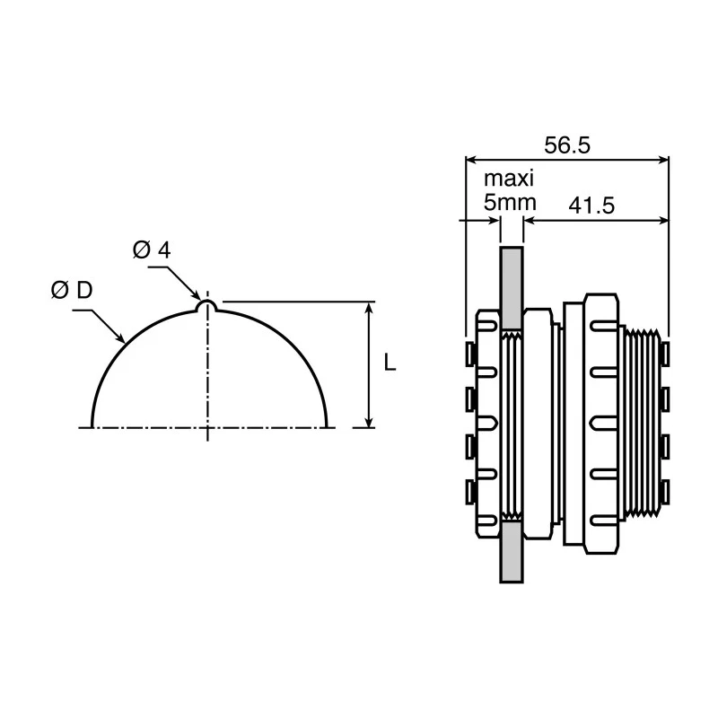 Legris Pneumatic Fitting Male/Female, M40 x 1.5, M46 x 1.5, Push-in Tube 6mm, Stainless Steel, Technical 3321 06 00 04