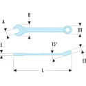 Facom Combination Spanner 19 to 65 mm, Satin Chrome Finish, 355mm Overall Length 40.21LA