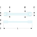 Facom Double Ended Flare Nut Spanner 12 x 14 mm Chrome Vanadium Steel Chrome Finish 143mm Length 43.12X14