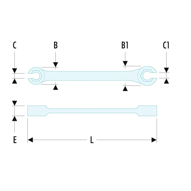 Facom Double Ended Flare Nut Spanner 12 x 14 mm Chrome Vanadium Steel Chrome Finish 143mm Length 43.12X14