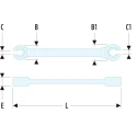 Facom Flare Nut Spanner Double Ended Metric 17x19mm Chrome Vanadium Steel 162mm Overall Length 43.17X19