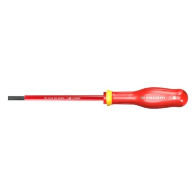 Facom Insulated Screwdriver, Ergonomic Grip, 6.5 mm Tip Width, 200 mm Blade Length, VDE/1000V Approved, 320 mm AT6.5X200VE