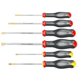 Facom Phillips and Slotted Standard Screwdriver Set, 6-Piece, ATP.J6
