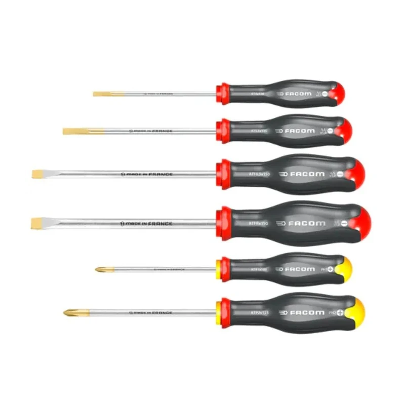 Facom Phillips and Slotted Standard Screwdriver Set, 6-Piece, ATP.J6