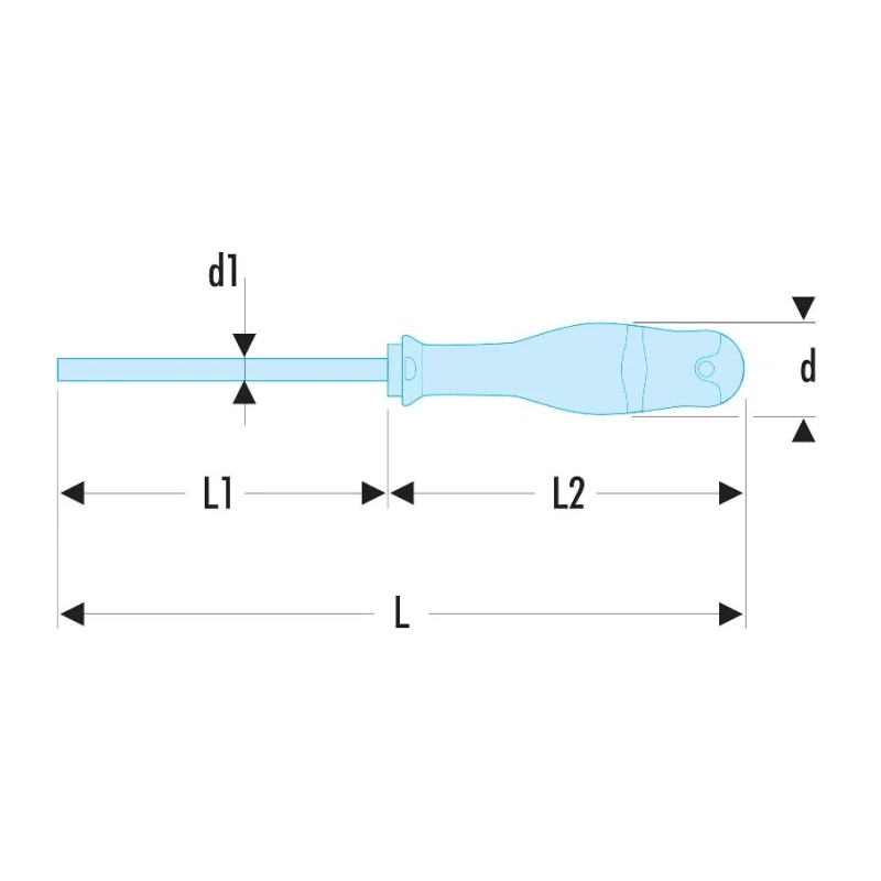 Facom Standard Insulated Screwdriver 6.5 mm Tip Width, 1.2 mm Tip Thickness, 300 mm Blade with 420 mm Overall AT6.5X300