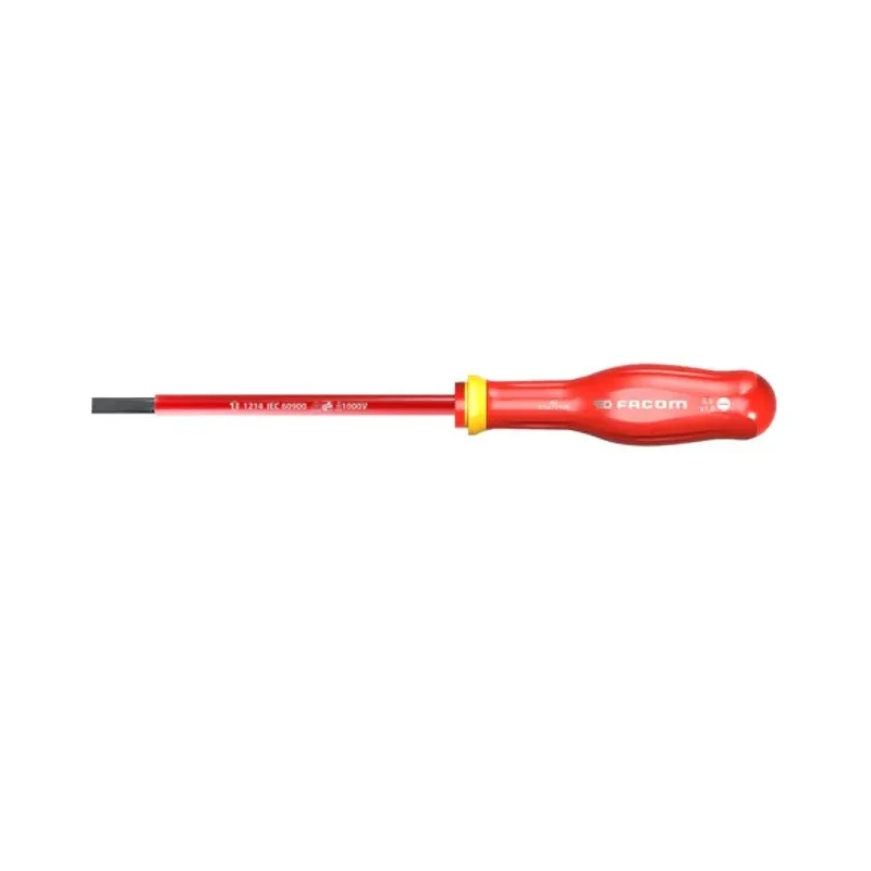 Facom Insulated Screwdriver, 150 mm Blade, VDE 1000V Approved, Ergonomic Grip, 275 mm Overall Length AT8X150VE