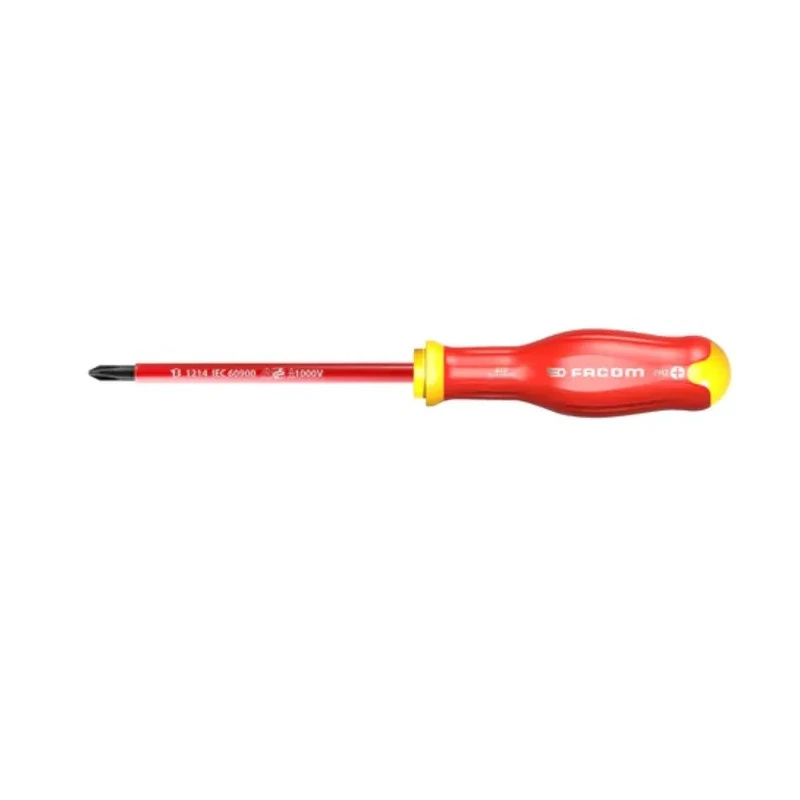 Facom Insulated Screwdriver PH4 Tip, 200 mm Blade, 375 mm Overall Length, Soft Grip Handle, VDE/1000V Approved ATP4X200VE