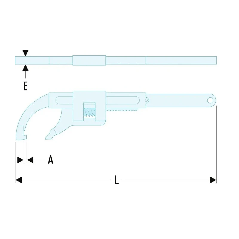 Facom 4 mm Jaw Capacity Pipe Wrench 213mm Overall Length Polished Chrome Handle 115A.50