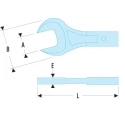 Facom Open End Insert Spanner with 12 x 7 mm Insert Size, 17 mm Open End Head, Chrome Finish Steel 20.17