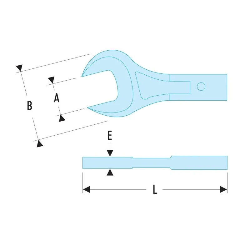 Facom Open Ended Insert Spanner Insert 12 x 7 mm, 24 mm Size, Chrome Finish 20.24