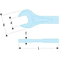Facom Open End Insert Spanner, 12 x 7 mm Insert Size, 19 mm Size, Chrome Finish 20.19
