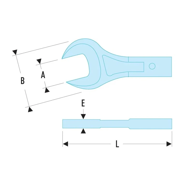 Facom Open End Insert Spanner, 12 x 7 mm Insert Size, 19 mm Size, Chrome Finish 20.19
