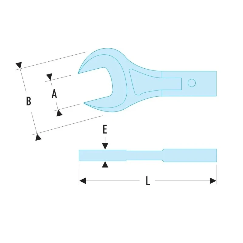 Facom Open End Insert Spanner, Insert Size 12 x 7 mm, 21 mm Chrome Finish 20.21