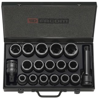 Facom 20-Piece 3/4 in Standard Impact Socket Set Chrome Molybdenum Steel Manganese Phosphate Finish NK.500E