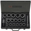 Facom 16-Piece 3/4 in Standard Impact Socket Set, Chrome Molybdenum Steel, Manganese Phosphate Finish NK.500U