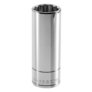 Facom 3/8 in Drive 13/16 in 12 Point Square Socket, Bright Chrome Finish, 63.8mm Overall Length J.13/16LA