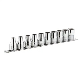 Facom 8-Piece 3/8 in 12 Point Socket Set Steel Bright Chrome Finish J.40U