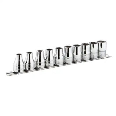 Facom 8-Piece 3/8 in 12 Point Socket Set Steel Bright Chrome Finish J.40U