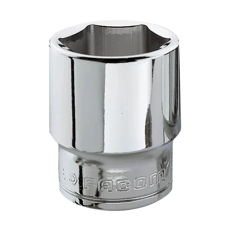 Facom 3/8 in Drive 20 mm 6 Point Square Socket, Bright Chrome Finish, 33mm Overall Length J.20H