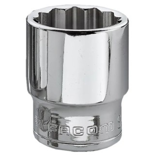 Facom 3/8 in Drive 7/8 in 12 Point Square Socket, Bright Chrome Finish, 33mm Overall Length J.7/8
