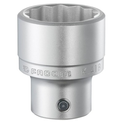 Facom 3/4 in Drive 36 mm 12 Point Square Socket, Satin Chrome Finish, 59mm Overall Length K.36B