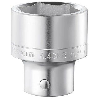 Facom 3/4 in Drive 23 mm 6 Point Square Socket Satin Chrome Finish 52.5mm Overall Length K.23HB