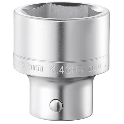 Facom 3/4 in Drive 23 mm 6 Point Square Socket Satin Chrome Finish 52.5mm Overall Length K.23HB