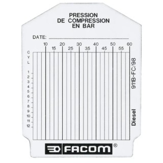 Facom Vehicle Test Kit Test Cards Set for Diesel Engine Compression Tester, RoHS Compliant 911B.FC