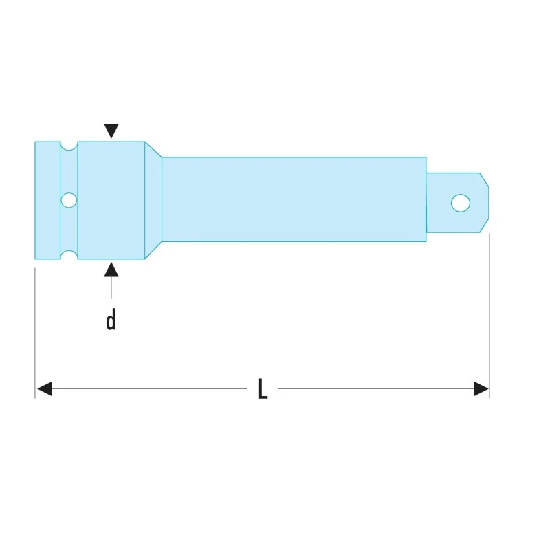 Facom 12.7 mm Square Drive Extension Bar Phosphate Finish Steel 125mm Overall Length NS.215A